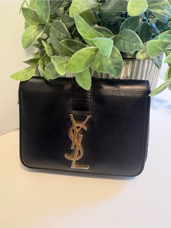 Saint Laurent Handbags - Saint Laurent Black Leather Wallet with Gold YSL Emblem